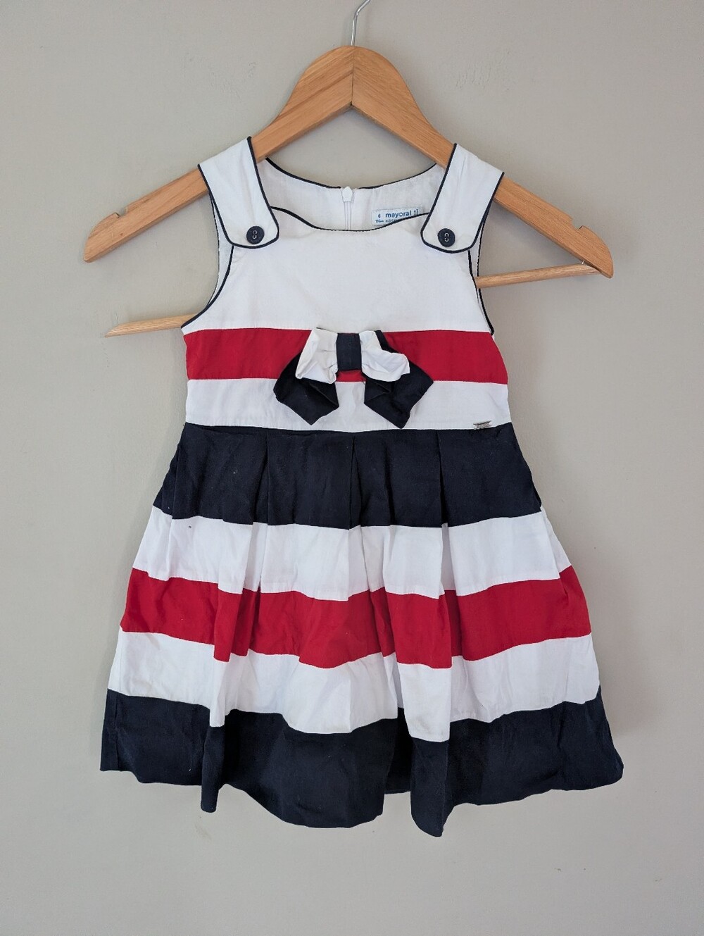 Mayoral Red White Blue Stripe Dress Size 6